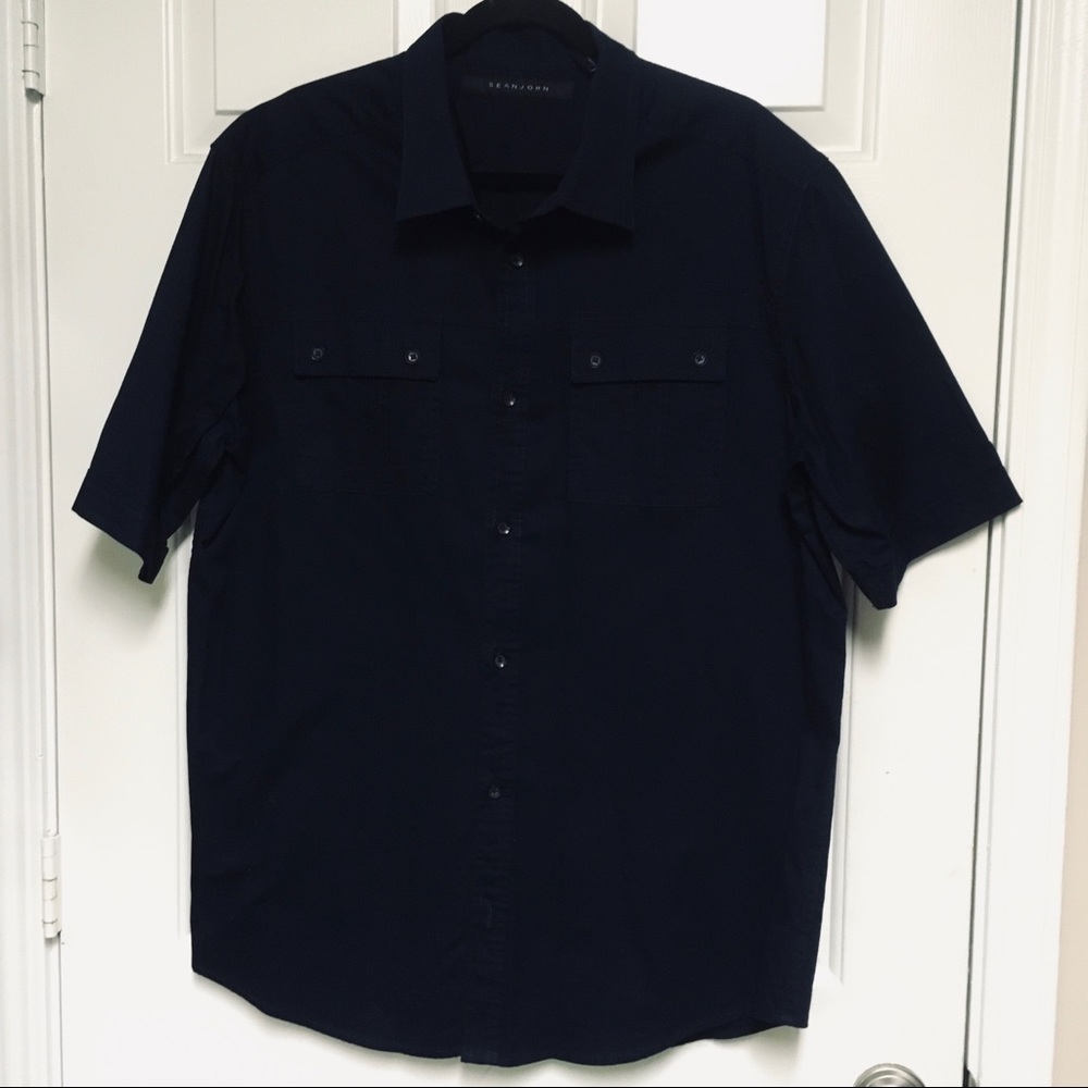 SEAN JOHN | Navy Blue Cotton Button Down Shirt